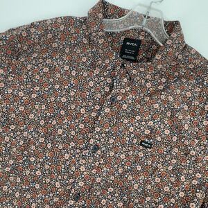 RVCA Floral Button Up Shirt XL Cotton Viscose Short Sleeve Surf Skate Festival